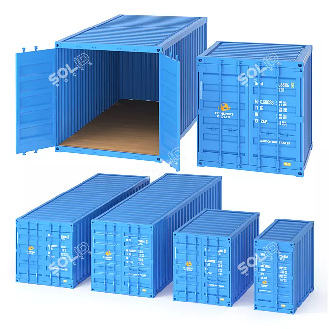 Railway containers models, RAL 5012. 3D model image 2