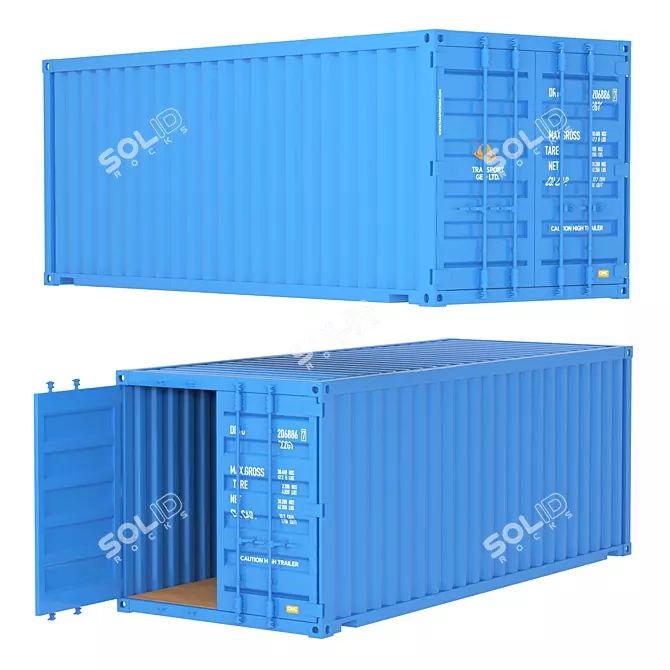 Railway containers models, RAL 5012. 3D model image 3