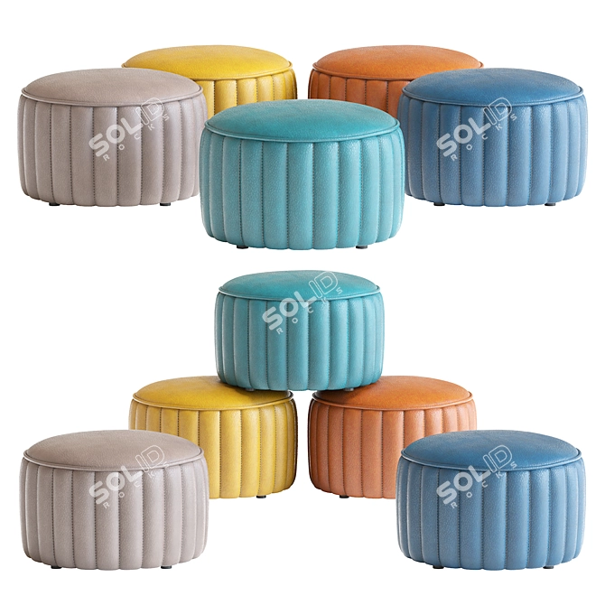 Mod Ottoman: Sleek Faux Leather 3D model image 1