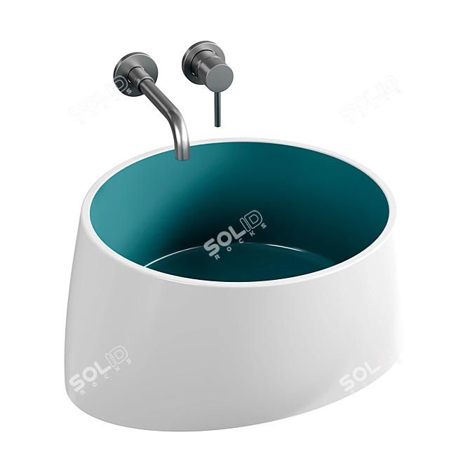 Elegant Ceramic Washbasin Set 3D model image 2