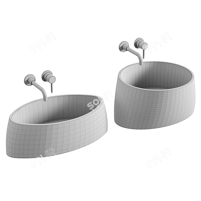 Elegant Ceramic Washbasin Set 3D model image 3