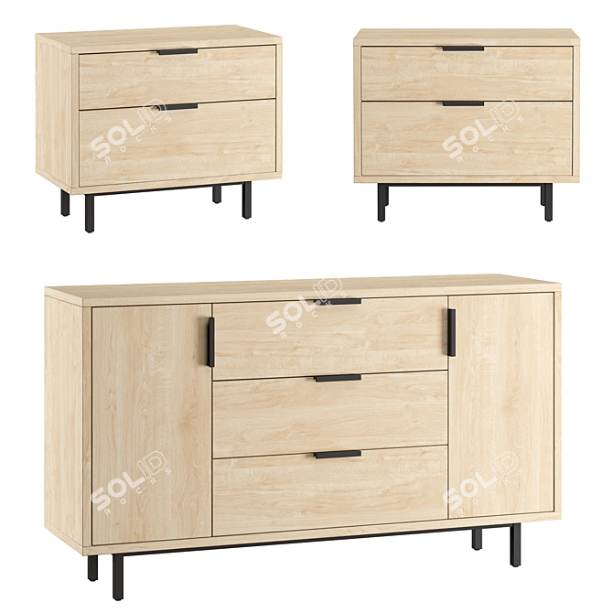 Atwell Pedestals Set with PotteryBarn 3D model image 1