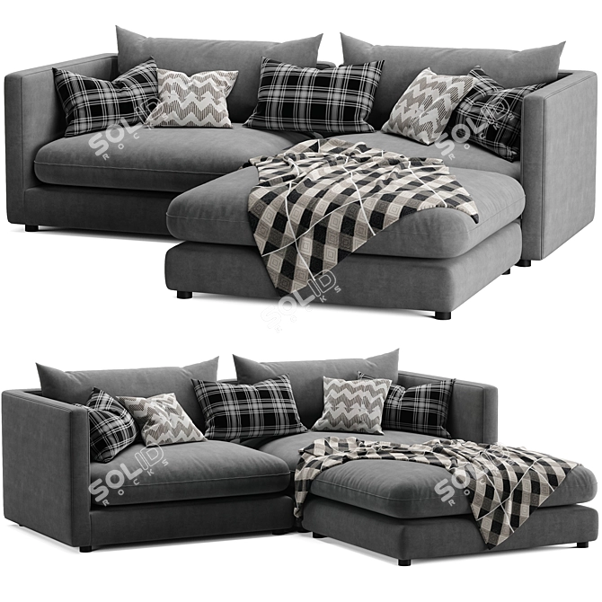 Reversible Sectional Sofa Unwind Set 3D model image 1