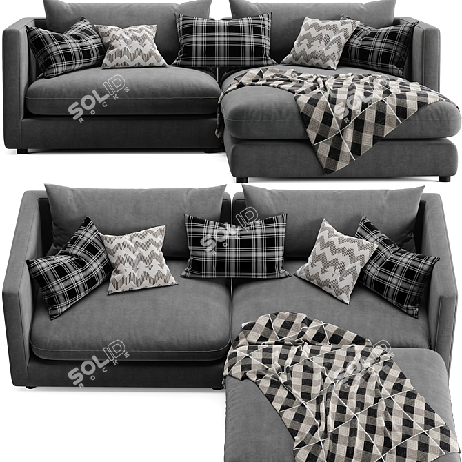 Reversible Sectional Sofa Unwind Set 3D model image 2