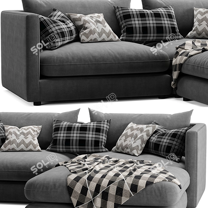 Reversible Sectional Sofa Unwind Set 3D model image 3