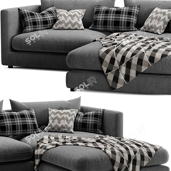 Reversible Sectional Sofa Unwind Set 3D model image 4