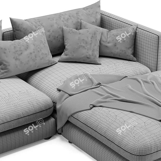 Reversible Sectional Sofa Unwind Set 3D model image 5