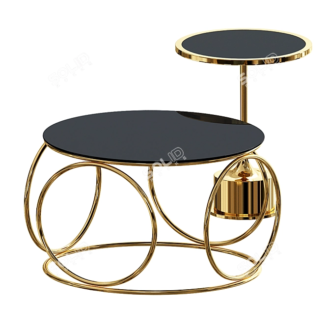  Luxe Metallic Glass Coffee Table 3D model image 1