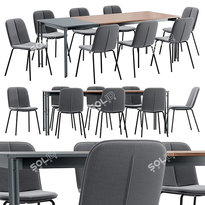 Modern Dining Chair & Table 3D model image 1