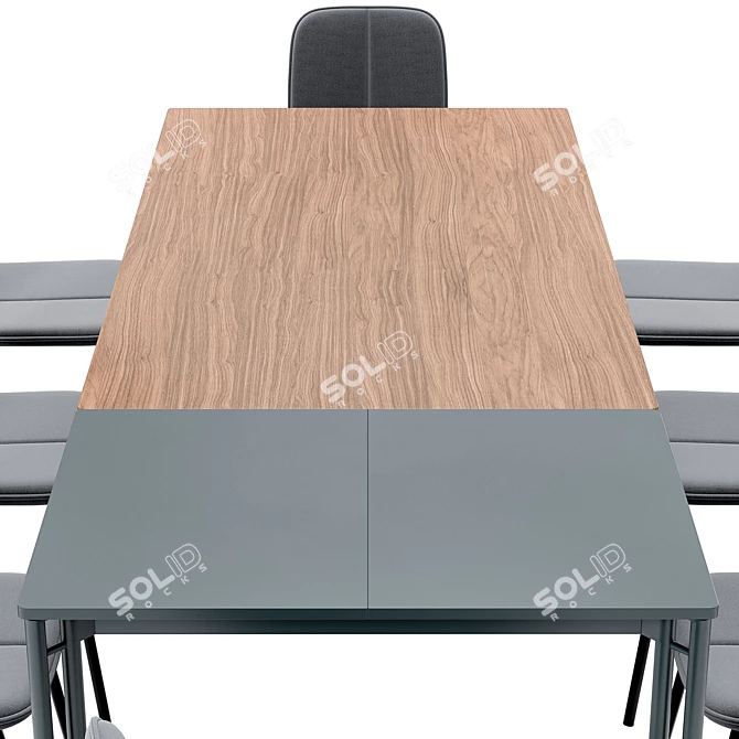 Modern Dining Chair & Table 3D model image 2