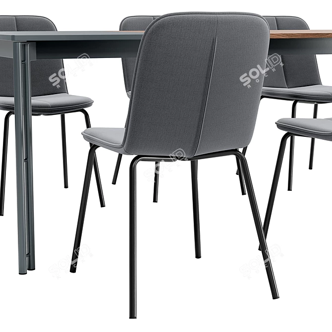 Modern Dining Chair & Table 3D model image 4