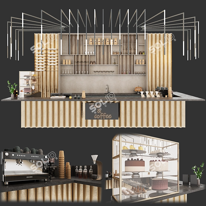 Modern Coffee Shop Setup 3D model image 1