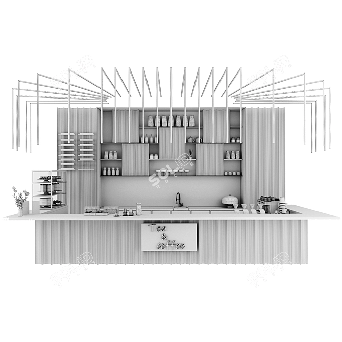 Modern Coffee Shop Setup 3D model image 4