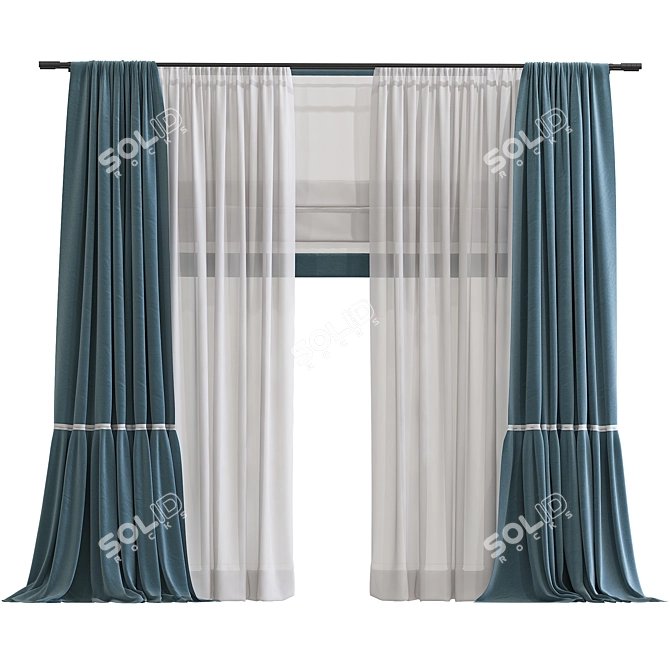 Meshed Curtain Design 3D model image 1