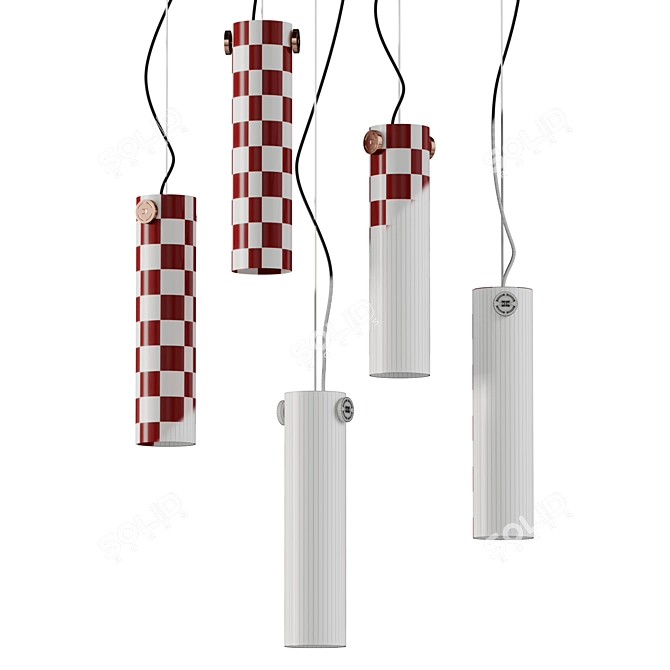 Sleek Cylinder Brass Suspension Lamp 3D model image 5