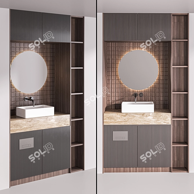 Modern Bathroom Furniture Set 3D model image 1