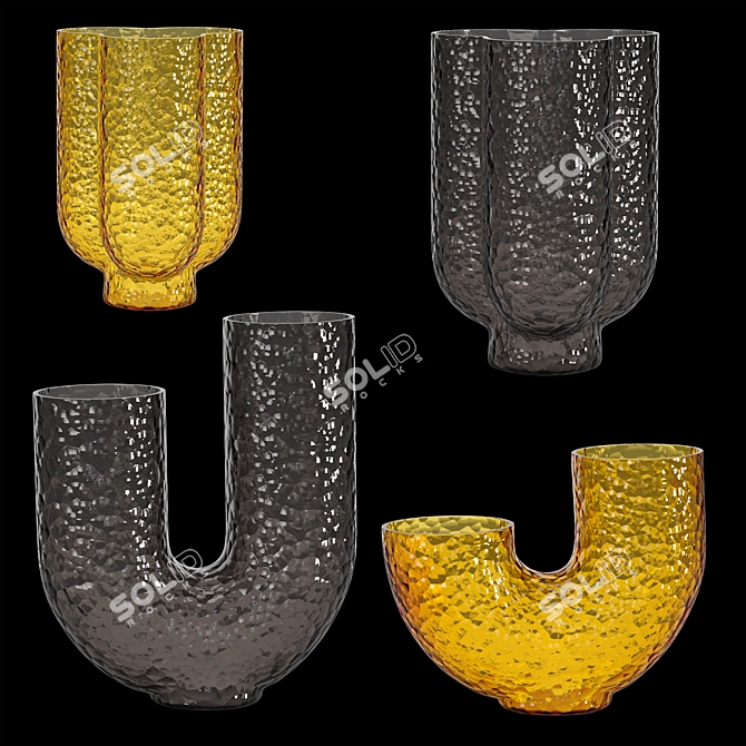 Set of Blown Glass Vases 3D model image 2