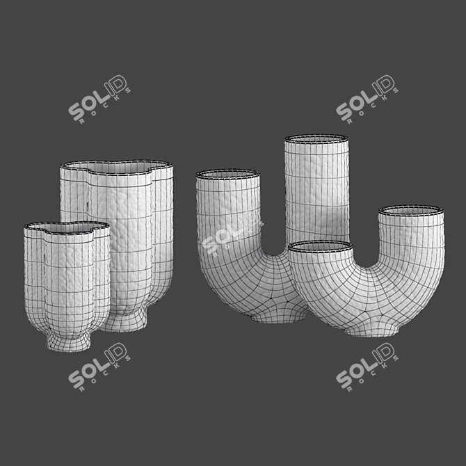 Set of Blown Glass Vases 3D model image 5