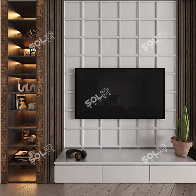  Modern TV Wall Set 3D 3D model image 2