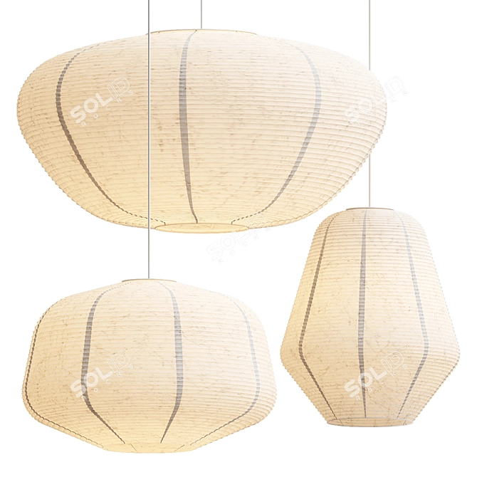 Rice Paper Lamp Shades 3D model image 1