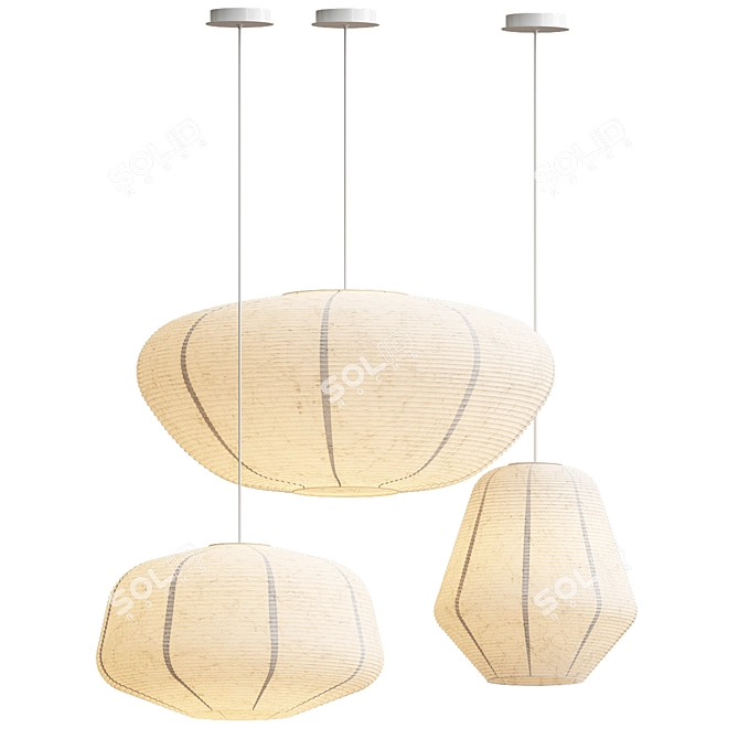 Rice Paper Lamp Shades 3D model image 2