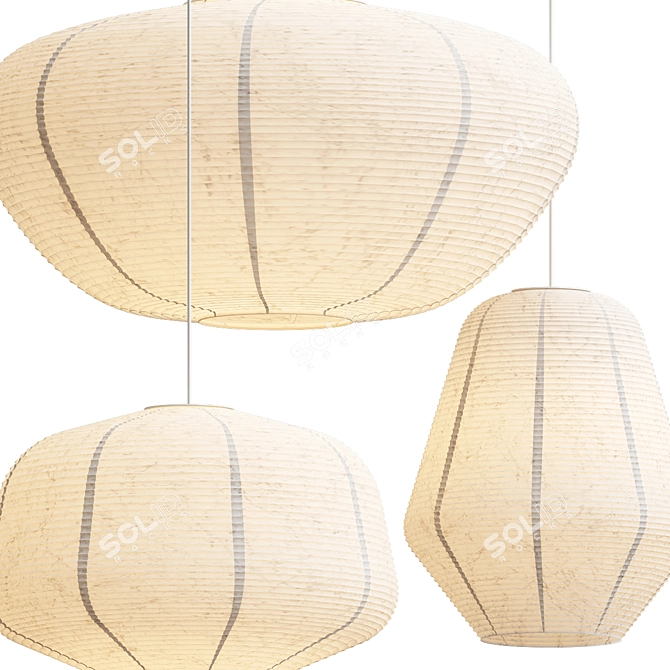 Rice Paper Lamp Shades 3D model image 3