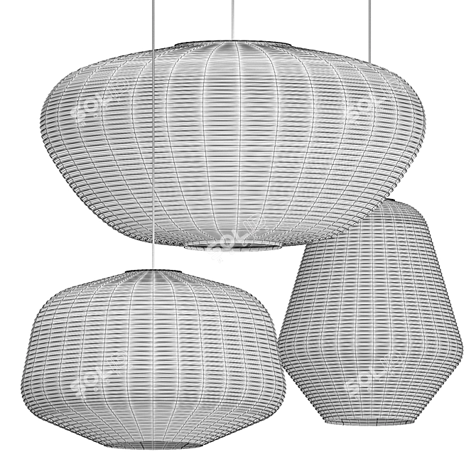 Rice Paper Lamp Shades 3D model image 4