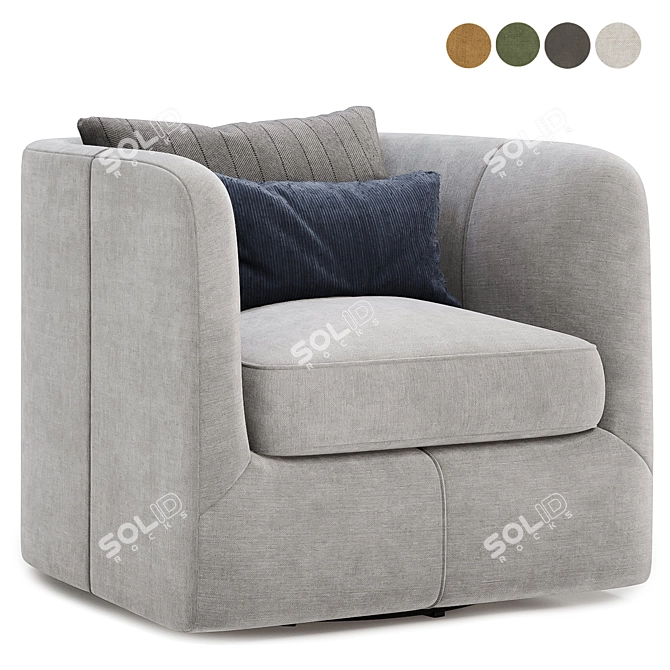 Colorful Parda Swivel Chair Set 3D model image 3
