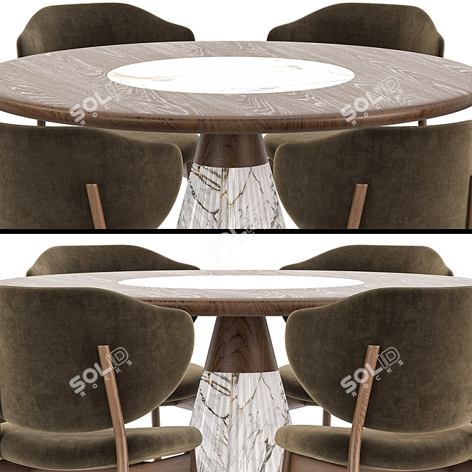 Contemporary Dining Set with Round Marble Table 3D model image 4