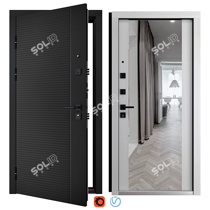 Secure Entry Metal Door Bravo 3D model image 1