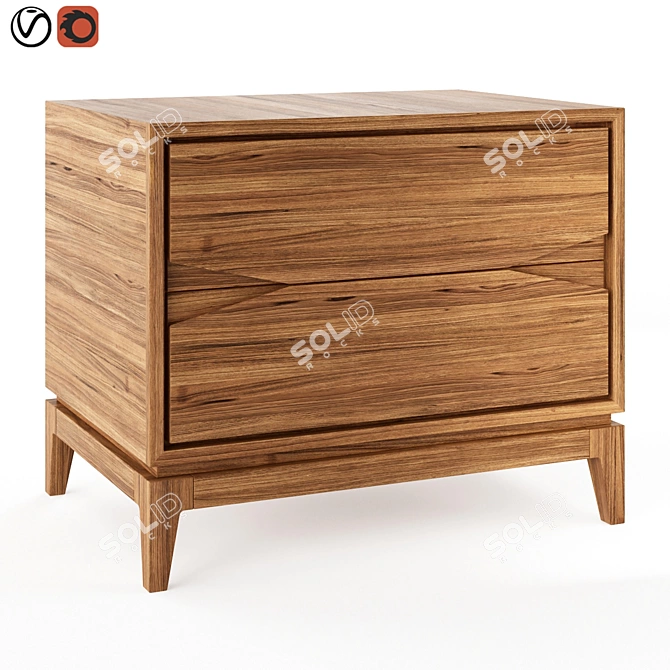 Contemporary Walnut Bedside Table 3D model image 1