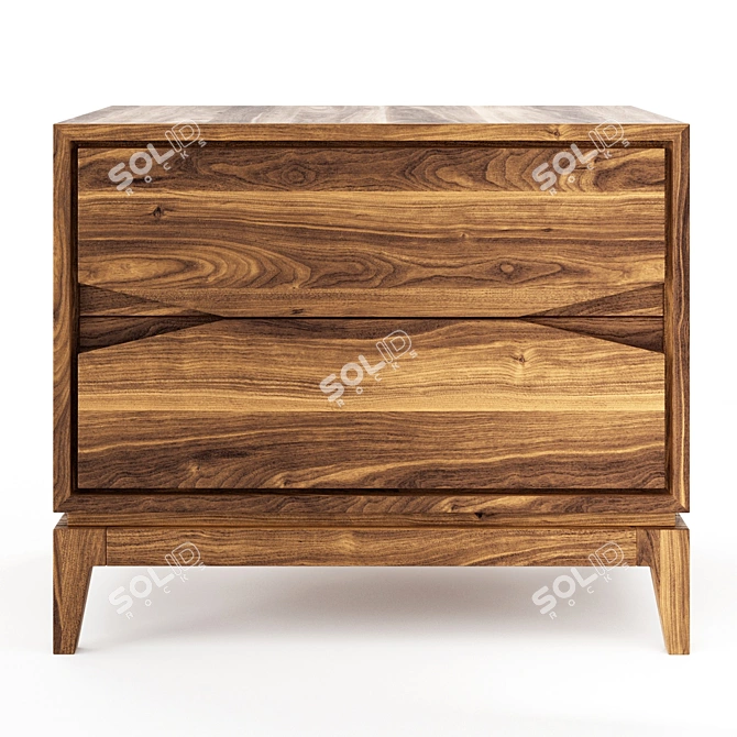 Contemporary Walnut Bedside Table 3D model image 3