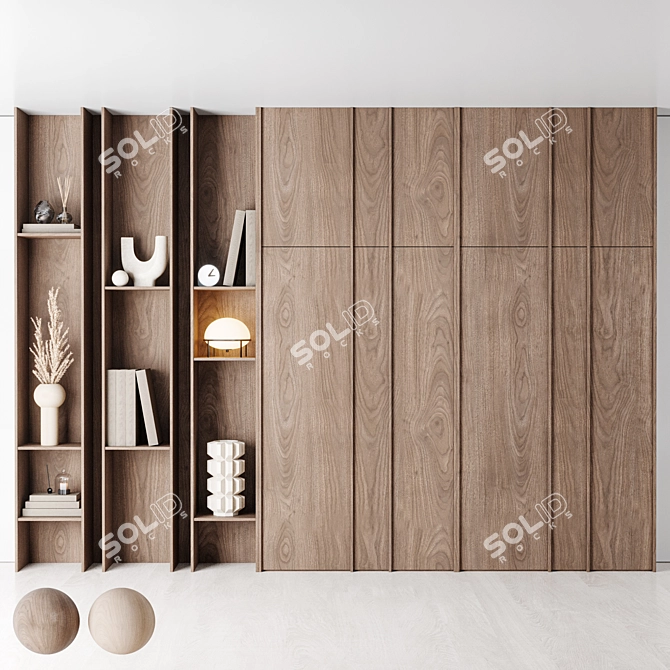 Modern Wooden Floor Furniture Rack 3D model image 1