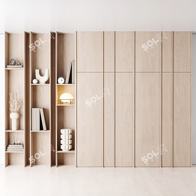 Modern Wooden Floor Furniture Rack 3D model image 2