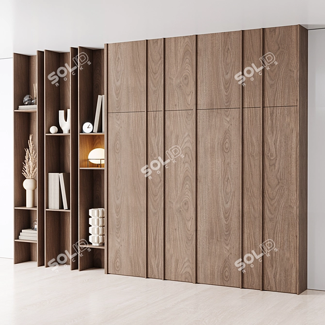 Modern Wooden Floor Furniture Rack 3D model image 3