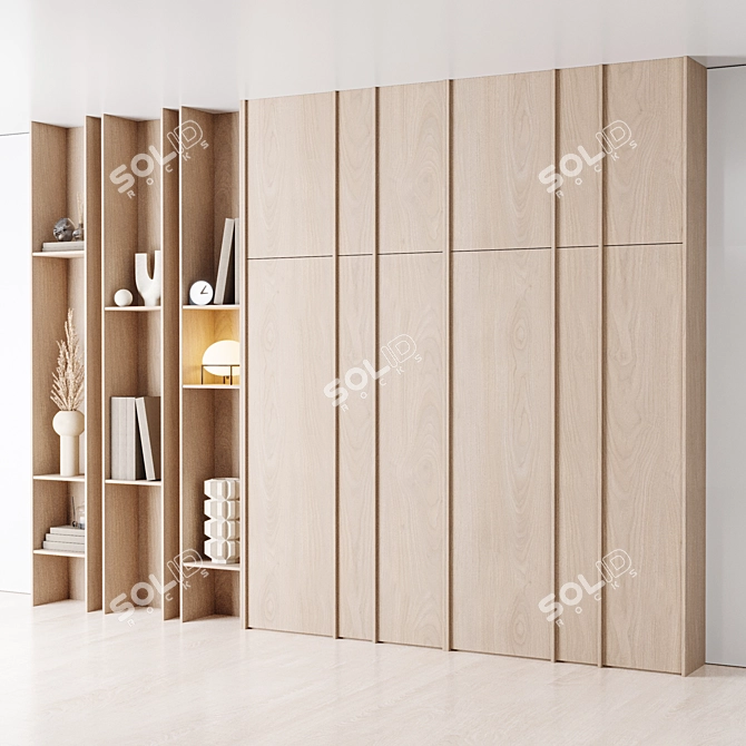 Modern Wooden Floor Furniture Rack 3D model image 4