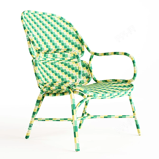 Designer Rattan Armchair 3D Model 3D model image 2