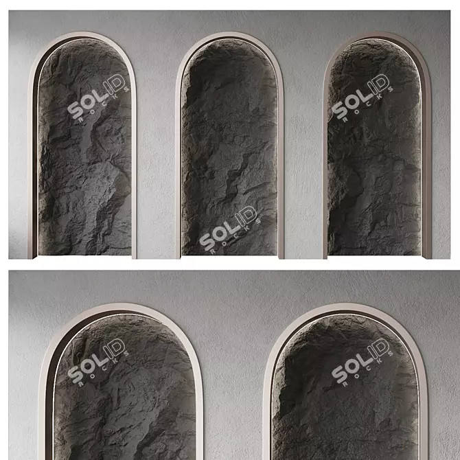 Stone Tile Arch Wall Display 3D model image 1