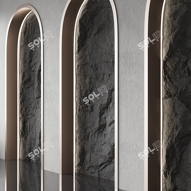 Stone Tile Arch Wall Display 3D model image 3