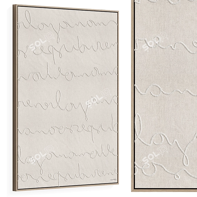 Hand-Embroidered Linen Tapestry "Manifesto 23 3D model image 3