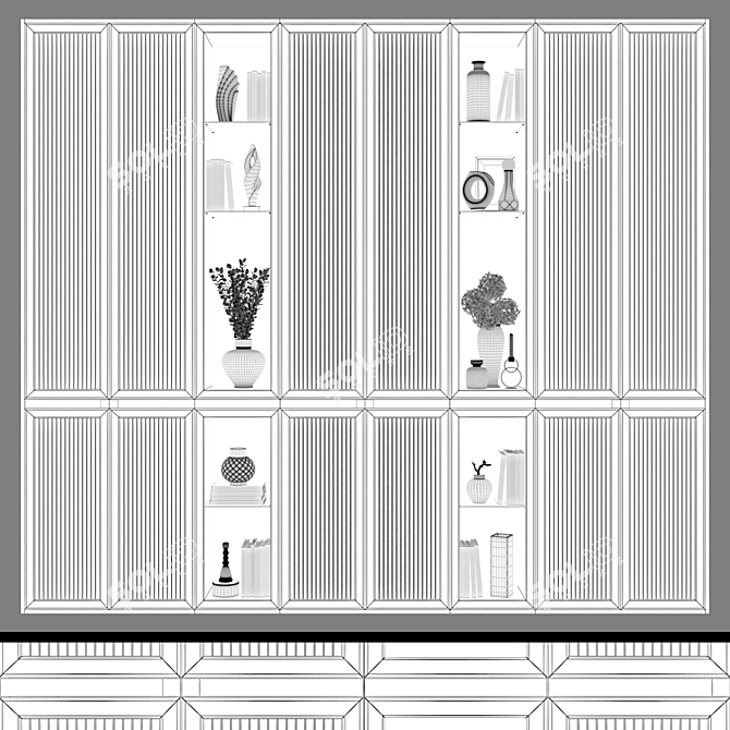 Art-Deco Modular Wardrobe 29 3D model image 2