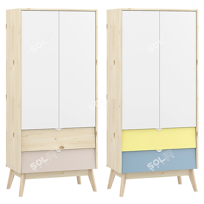 Leslie 2 Swing Wardrobe, Color Options 3D model image 1