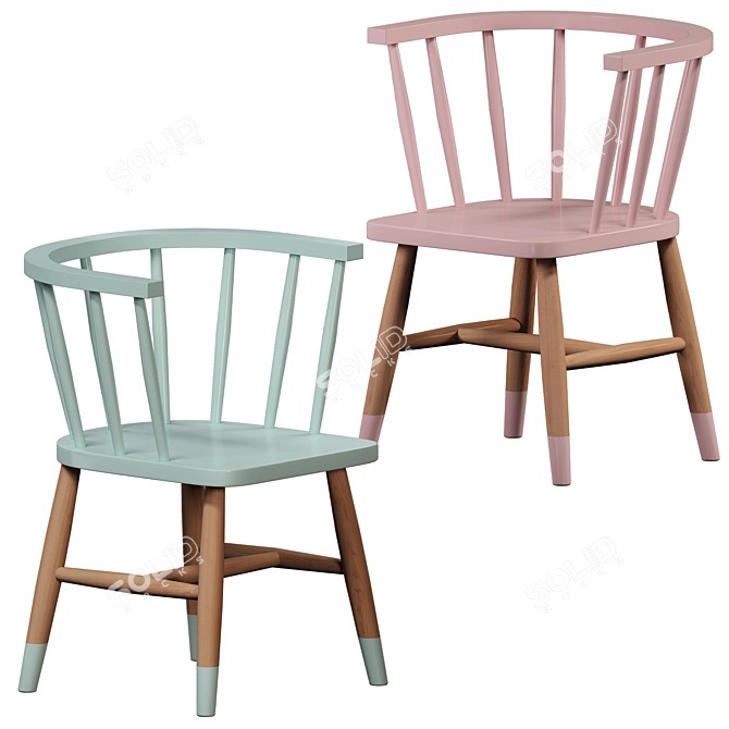 Kids Wood Table Chair Set 3D model image 2