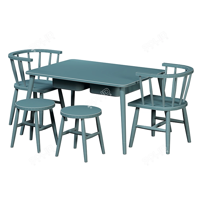 Kids Wood Table Chair Set 3D model image 3