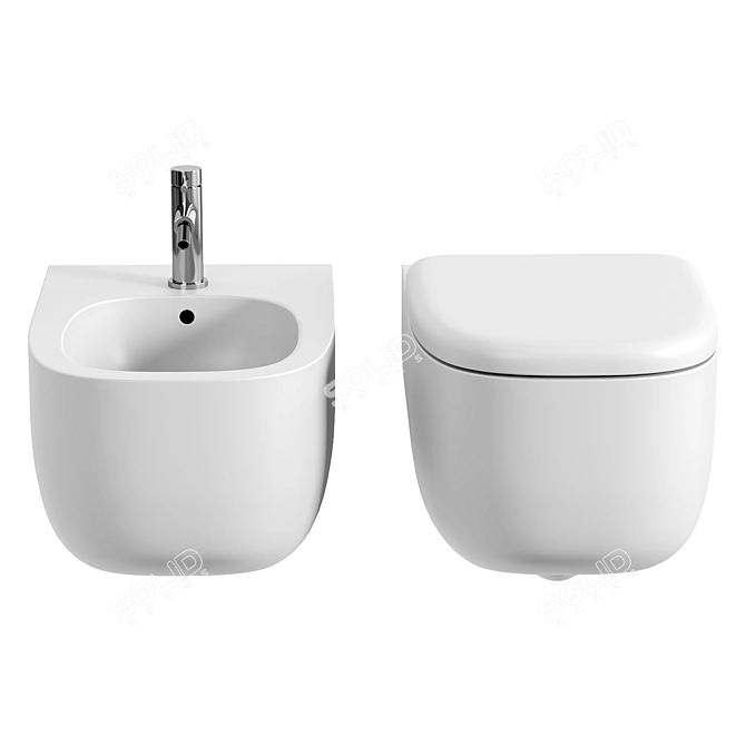 Modern Rimless Wall-Hung Toilet 3D model image 3