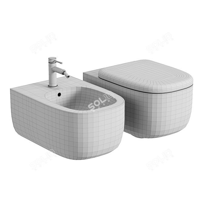Modern Rimless Wall-Hung Toilet 3D model image 4
