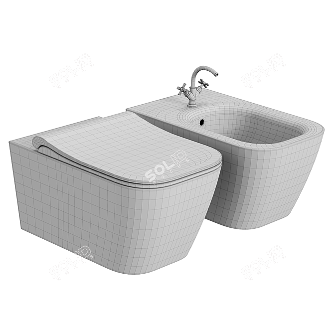 Ceramic Wall-Hung Rimless Toilet 3D model image 4