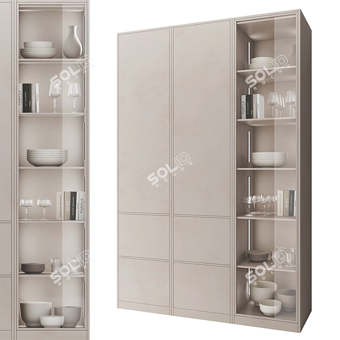 Illuminated Kitchen Cupboard Set 3D model image 1