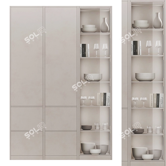 Illuminated Kitchen Cupboard Set 3D model image 2