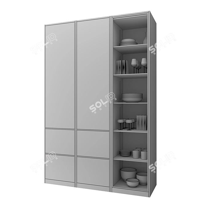 Illuminated Kitchen Cupboard Set 3D model image 3